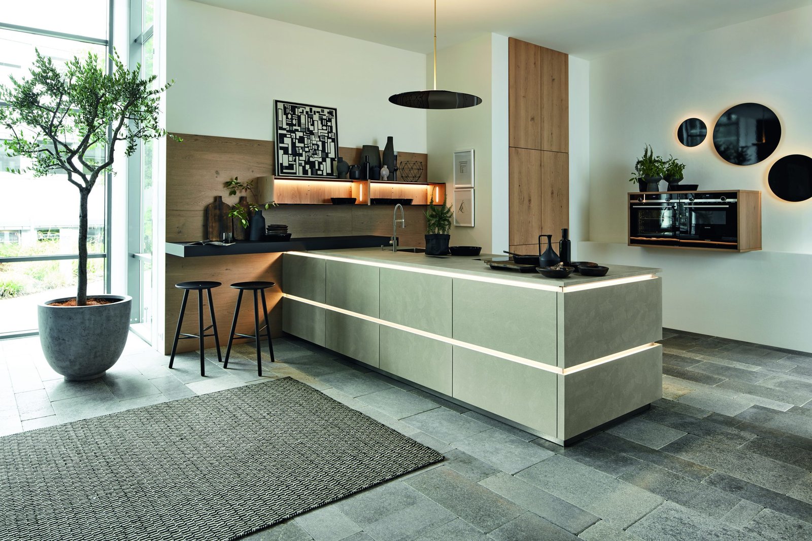 Cocinas con muebles de gola iluminada