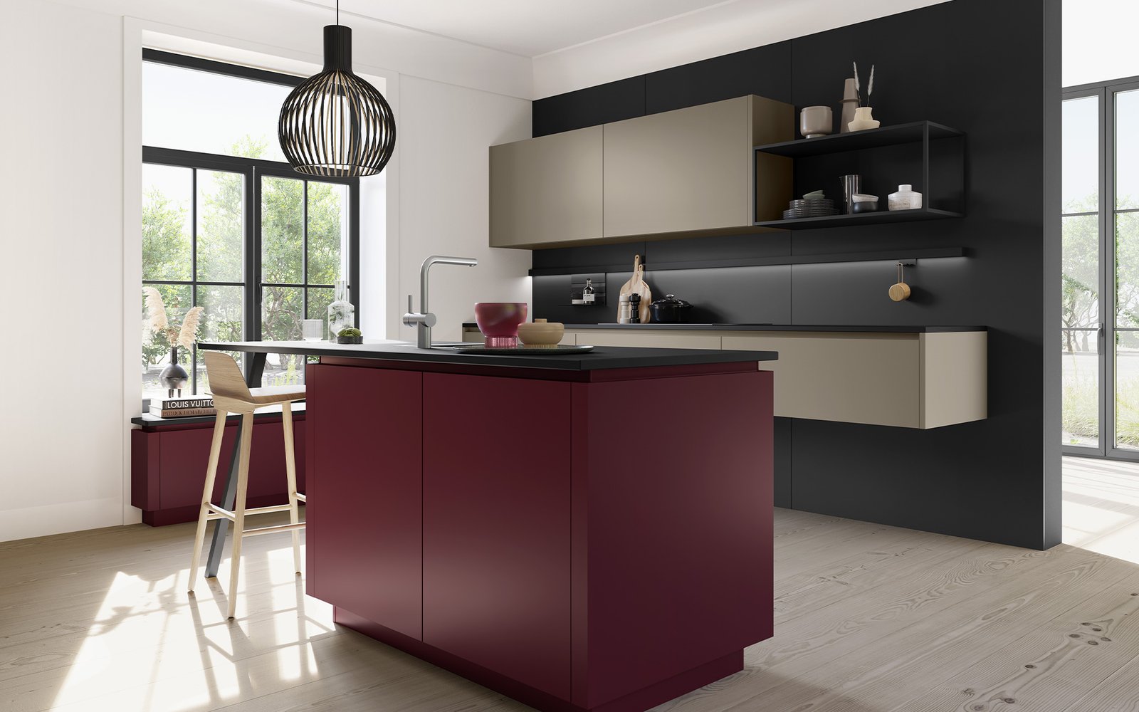 Cocinas burdeos: elegancia y pasión en tu espacio culinario